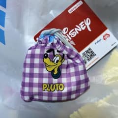 ミッキー&フレンズ ミニミニ巾着　プルート チェック柄 紫 パープル