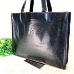 美品 キタムラ Kitamura 本革トートバッグ A4収納 ブラック 黒