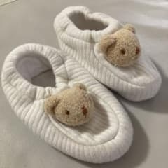 ホワイト クマの顔 ベビーシューズのサムネイル