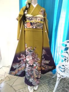 振袖フルセット、正絹成人式、新品未使用、重ね衿帯揚げ帯締め、帯