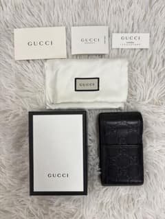 【美品 付属品完備】グッチ シマレザー シガレットケース ショップカード付 美品 付属品完備】グッチ シマレザー シガレットケース ショップカード
