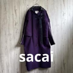 sacai ロングコート レザー襟 ウール　サカイ　コレクション　2016aw sacai ロングコート レザー襟 ウール サカイ コレクション 2016aw