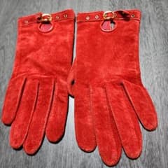 レッド スエード 手袋穴あきデザインのサムネイル