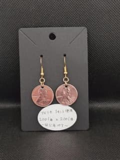 アメリカ コインピアス 2001年 同じ年ペア 1セント 本物硬貨 ハンドメイドのサムネイル