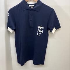 「美品」　LACOSTE ポロシャツ ネイビー FRA LC ロゴ 半袖のサムネイル