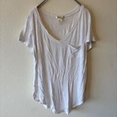 ボゾロ Tシャツ Vネック 半袖 無地 M 白 レーヨン お出かけ