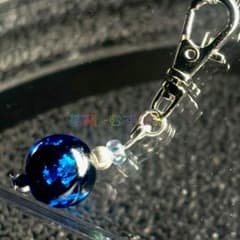 【結緒】ホタルガラス ミニチャーム大　青色（ブルー）のサムネイル