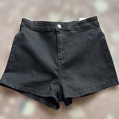ブラックデニムショートパンツ2枚セットのサムネイル