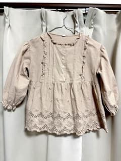 【子供用110】キッズ 長袖ブラウス ベージュのサムネイル