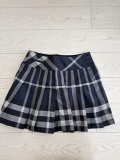 Burberry ネイビーとグレーのチェック柄スカート - メルカリ