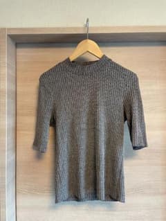 dotti リブニット トップス 半袖 ハイネック グレー Lサイズ レディースのサムネイル
