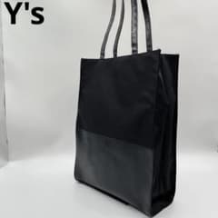 ワイズ ヨウジヤマモト キャンバス×レザー切替 トートバッグ ブラック