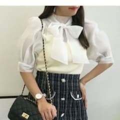 INGNI イング パフスリーブ シースルー ホワイトブラウスのサムネイル