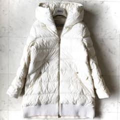 美品 ヘルノ HERNO 背中ウール切替 ダウンコート 44 オフホワイト 