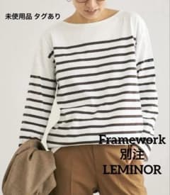 ☆未使用Framework別注LEMINORパネルボーダーTシャツルミノア茶色 ☆未使用Framework別注LEMINORパネルボーダーTシャツルミノア茶色
