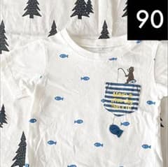 釣りをするクマくんTシャツ★90★中古のサムネイル