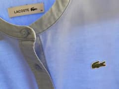 LACOSTE マオカラーオックスフォードシャツ 36 ライトブルーのサムネイル