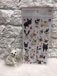 フレンチブルドッグ陶器の置物⑧クリームおすわり編2体☆シール付き♡のサムネイル