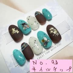 NO.94 ネイルチップ 冬ネイル マットネイル チョコ チョコミント