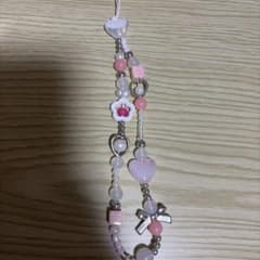 ハンドメイド ビーズストラップ ピンクのサムネイル