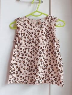 H&M レオパード　ヒョウ柄　ノースリーブ　90 チェックワンピのサムネイル