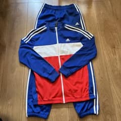 着用1回のみ　adidas ジャージ上下セット 青赤白　160のサムネイル