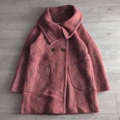 90s vintage ミックスツイード コート ピンク ビッグカラー レトロ