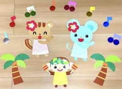 保育 壁面飾り　夏 フラダンス 海 音符　大きめ A4サイズのサムネイル