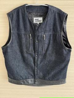 sams サムズ　デニムベスト　レザー切替　長瀬智也　野村周平 sams サムズ デニムベスト レザー切替 長瀬智也 野村周平 - メルカリ