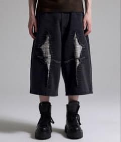【9月末限定10,000円】ステッチパッチハーフデニムパンツ/GRANCYのサムネイル