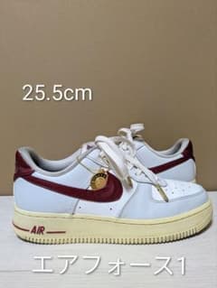 美品NIKE エアフォース1 25.5cm ホワイト バーガンディレッドのサムネイル