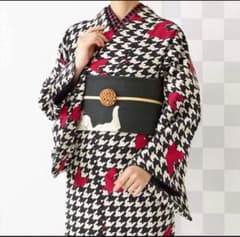 ふりふ 洗える着物 千鳥 美品 モノトーン いちごコーデ 袷 着物 