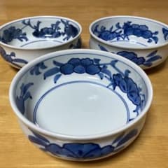 有田焼 應山作 古伊万里 染付 中鉢 3枚セット 煮物鉢 盛鉢 14センチ