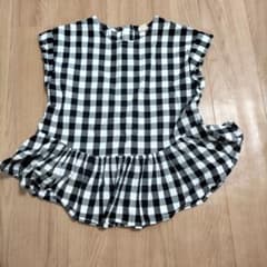 petit main 半袖シャツ 黒白チェックのサムネイル