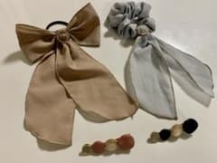 ヘアアクセサリー リボンヘアゴム ヘアクリップ まとめ売り 4点セットのサムネイル