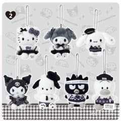 白黒　マイメロディ モノトーン シリーズ ぬいぐるみ マスコット キーホルダー