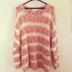 ピンク×白 ニットのサムネイル