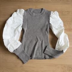 新品　ダズリン　異素材ドッキング ボリュームスリーブ リブニットのサムネイル