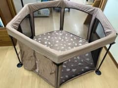 【美品】ベビーサークル　日本育児　ブラウンのサムネイル