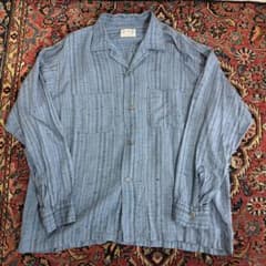 美品 50〜60s pilgrim カスリ レーヨンシャツ ブルーグレー 開襟