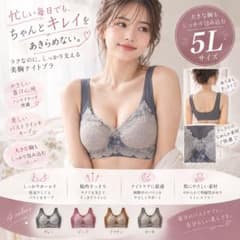 5L ナイトブラ 4色セット ノンワイヤー 美胸 脇高 ブラ 2セットのサムネイル