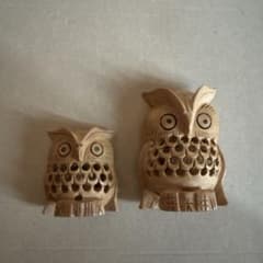 木製フクロウ彫刻セット 6cm & 8cmのサムネイル