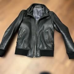 MEN'S MELROSE ブラックレザージャケットのサムネイル