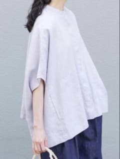 かぐれ　リネンスクエアケープシャツ　　ラベンダー 美品】 かぐれ リネンスクエアケープシャツ ラベンダー - メルカリ