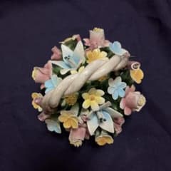 カポディモンテ（Capodimonte）陶器製 花バスケット イタリア製陶