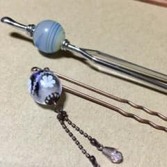 ママさん専用  かんざし２点、薔薇ピアス、ひまわりネックレスのサムネイル