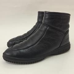 eccoサイドジップブーツ 黒 レザー Vチップ ショートブーツ