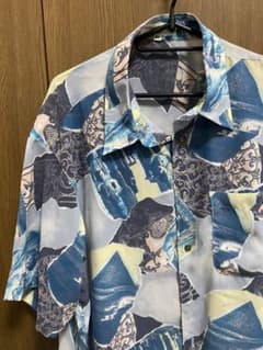 柄シャツ　青のサムネイル