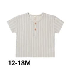 【L♡様専用】クインシーメイ◾️ストライプ　ヘンリーネックシャツ　半袖のサムネイル
