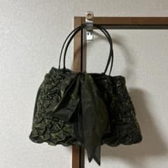 ハンドバッグ シャーリング リボン カーキのサムネイル